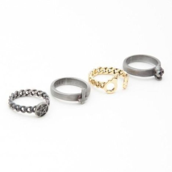 OBEY Sinful Stack Rings Set sz 8 - Picture 3 of 8